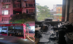 Hà Nội: Cháy nhà 5 tầng lúc rạng sáng, cảnh sát cứu 2 bà cháu mắc kẹt ra ngoài