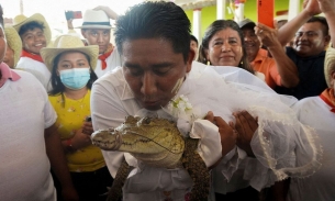 Thị trưởng ở Mexico kết hôn với cá sấu