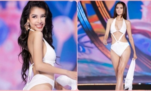 38 người đẹp Hoa hậu Hoàn vũ Việt Nam trình diễn áo tắm dưới trời đông lạnh hơn 10 độ