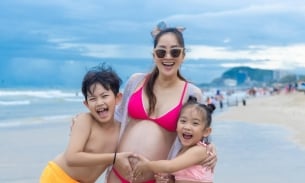 Mang thai lần 3 ở tuổi 41, Khánh Thi tự tin diện bikini trước thềm sinh nở
