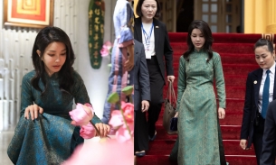 Phu nhân Tổng thống Hàn Quốc gây ấn tượng khi xuất hiện với trang phục áo dài