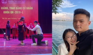Nữ sinh trường Luật được bạn trai cầu hôn ngay trong lễ tốt nghiệp đại học