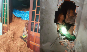 Thừa Thiên Huế: Phá tường cứu hai vợ chồng bị đất đá vùi lấp trong nhà
