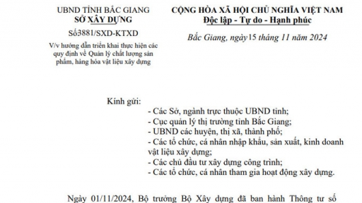 Bắc Giang hướng dẫn triển khai quy định về quản lý chất lượng sản phẩm, hàng hóa vật liệu xây dựng