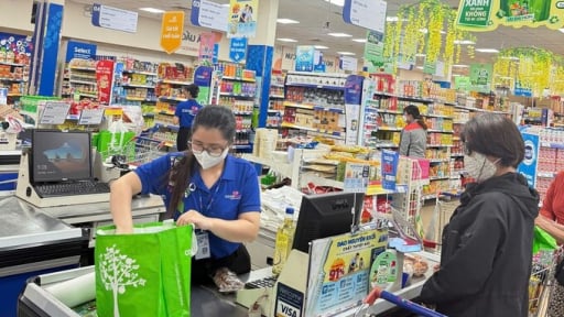 Co.opmart tặng rau, củ, quả cho khách hàng mang túi môi trường mua sắm