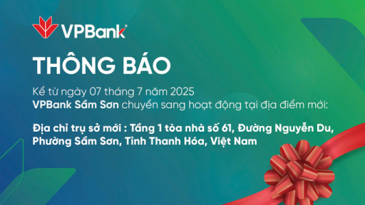VPBank Sầm Sơn hoạt động tại địa điểm mới