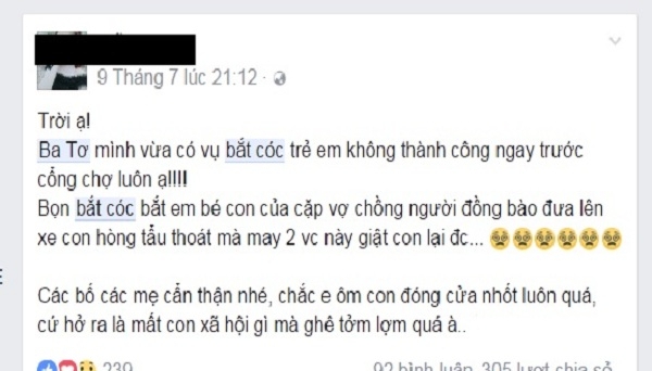 Kết luận của Công an Quảng Ngãi về tin đồn hai vụ bắt cóc trẻ em