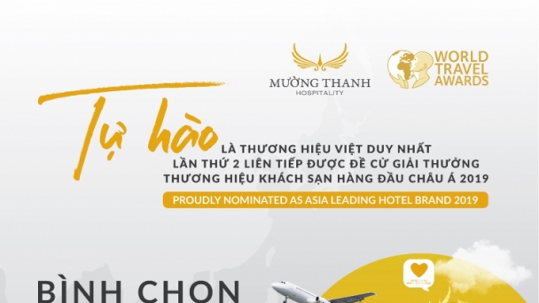 Mường Thanh tiếp tục lọt đề cử “ Thương hiệu khách sạn hàng đầu Châu Á” của WTA 