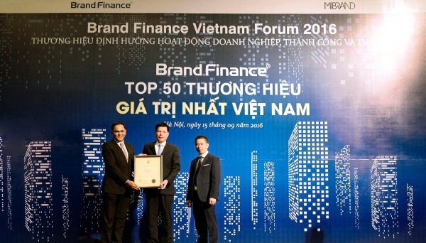 Vietcombank được Brand Finance bình chọn top 50 thương hiệu giá trị nhất Việt Nam 2016