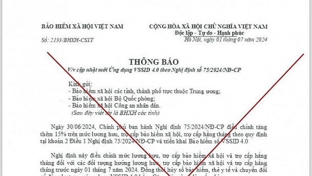 Cảnh báo giả mạo văn bản của BHXH Việt Nam yêu cầu cập nhật mới ứng dụng VssID 4.0