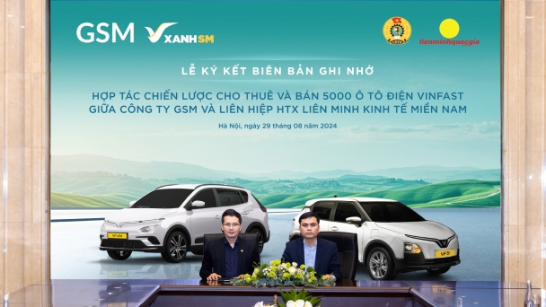 Liên hiệp Hợp tác xã tài xế taxi công nghệ lớn nhất Việt Nam mua, thuê 5000 ô tô điện VinFast từ GSM