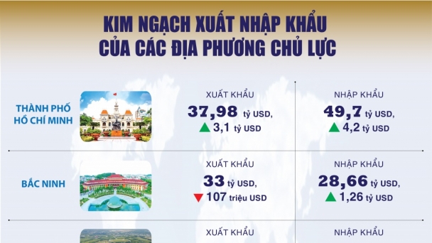 (INFOGRAPHICS) 10 địa phương xuất nhập khẩu chủ lực của Việt Nam