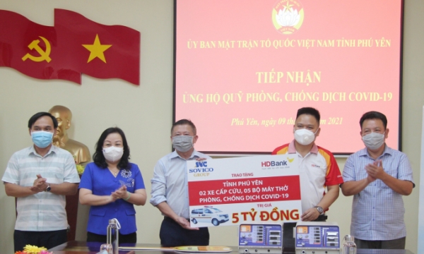 Tập đoàn Sovico và HDBank trao tặng xe cứu thương và thiết bị y tế hỗ trợ tỉnh Phú Yên chống dịch Covid-19