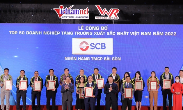 SCB được tôn vinh trong Top 50 doanh nghiệp tăng trưởng xuất sắc nhất Việt Nam