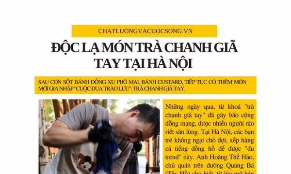 Độc lạ món trà chanh giã tay tại Hà Nội