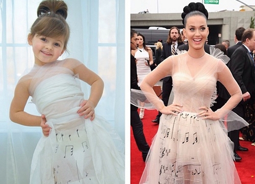 Bé gái 4 tuổi may váy giống sao Hollywood