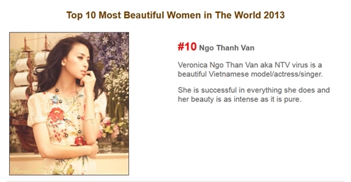 Ngô Thanh Vân vào top 10 Phụ nữ đẹp nhất thế giới