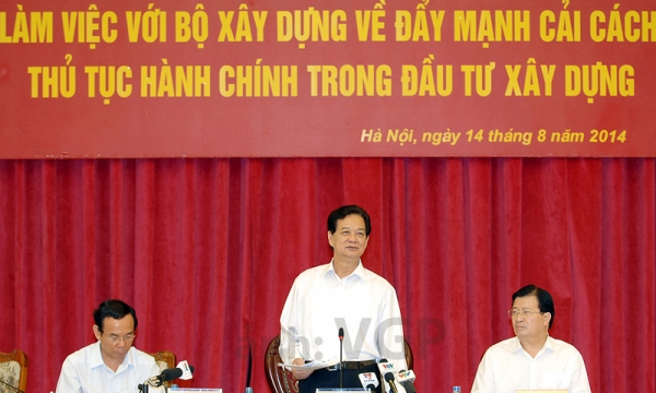 Phó thủ tướng Nguyễn Tấn Dũng làm việc với Bộ xây dựng về cải cách thủ tục hành chính trong đầu tư xây dựng