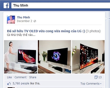 Thu Minh khoe TV cong và mỏng nhất thế giới