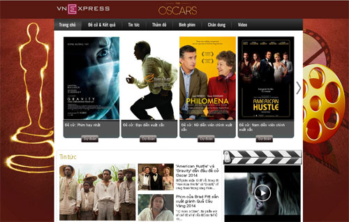 VnExpress ra mắt chuyên mục về Oscar 2014