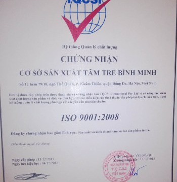 Cơ sở sản xuất tăm tre Bình Minh: đủ điều kiện thực hiện Quy trình Kiểm soát Quản lý theo ISO 9001:2008