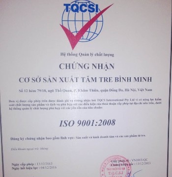 Tăm tre Bình Minh chính thức sản xuất theo quy trình ISO 9001:2008