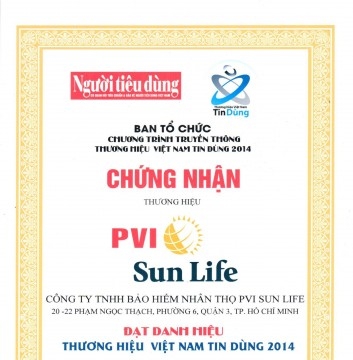 PVI SUNLIFE nhận danh hiệu “Thương hiệu Việt Nam tin dùng”
