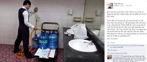 Sân bay Tân Sơn Nhất dính nghi án cho khách uống nước lấy từ toilet