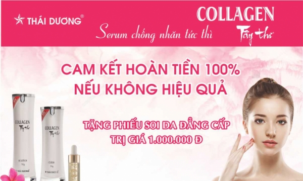 Nhãn hàng Collagen Tây Thi New của Sao Thái Dương Cam kết hoàn tiền 100% nếu không hiệu quả