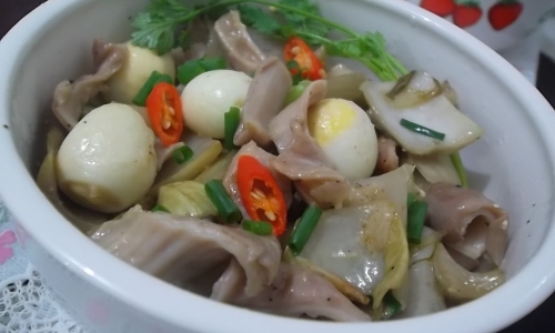 Cách làm món bao tử kho dưa cải trứng cút cho bữa cơm cuối tuần