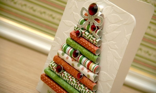 Cách làm thiệp Giáng sinh cây thông Noel xếp tháp giấy 