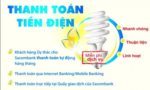 Sacombank mở rộng dịch vụ thanh toán hóa đơn điện