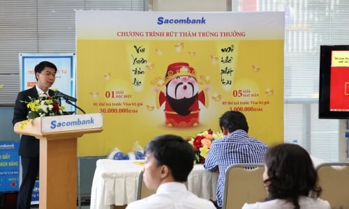 Sacombank rút thăm may mắn đợt 1 chương trình 'Vui xuân đón lộc - Mở thẻ phát tài'
