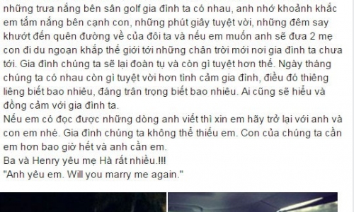 Cường Đô La cầu hôn Hồ Ngọc Hà trên Facebook là giả mạo