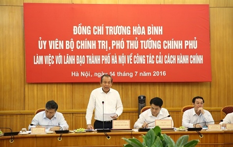 Phó Thủ tướng Trương Hòa Bình làm việc với TP. Hà Nội về công tác cải cách hành chính