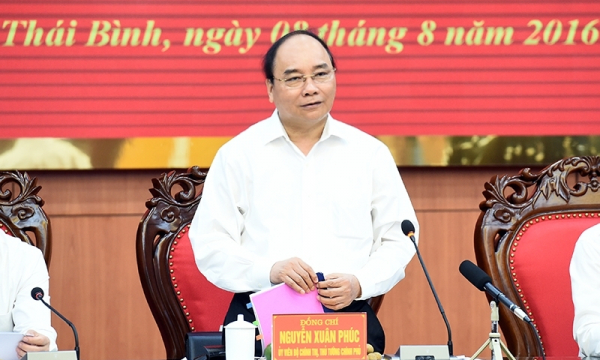 Thủ tướng Nguyễn Xuân Phúc làm việc với lãnh đạo tỉnh Thái Bình