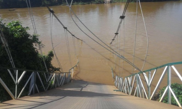 Cầu treo sập, 4 người rơi xuống sông Đồng Nai