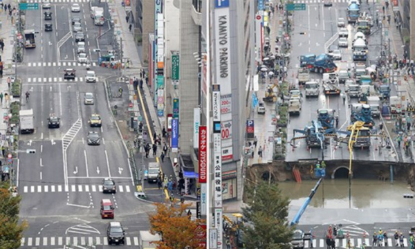 Nhật Bản 'vá' hố tử thần rộng 30 mét trong 48 giờ
