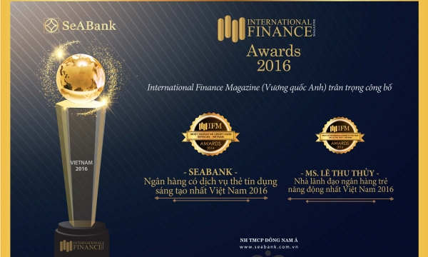 SeABank được vinh danh giải thưởng quốc tế “Ngân hàng có dịch vụ thẻ tín dụng sáng tạo nhất 2016”