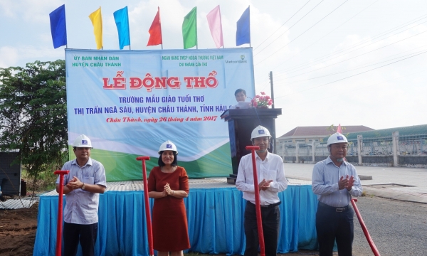 Hậu Giang: Vietcombank tài trợ xây dựng Trường Mẫu giáo Tuổi thơ