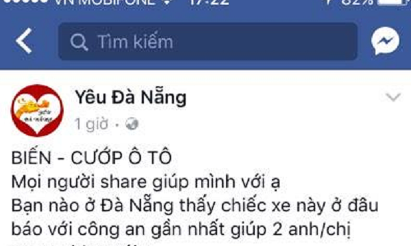 Đà Nẵng: Tung tin thất thiệt bị cướp xe ô tô để câu like