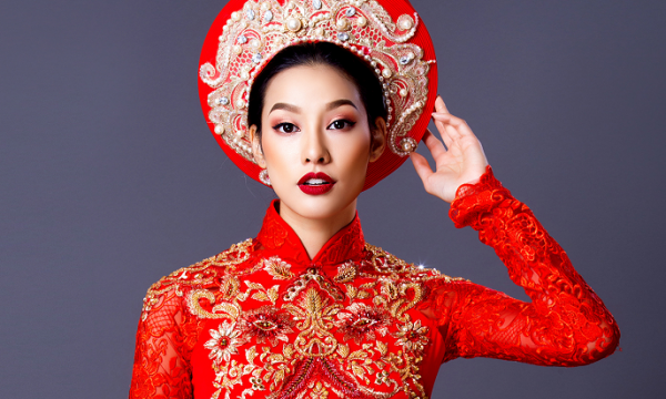 Lilly Nguyễn quý phái trong áo dài cưới của nhà thiết kế Minh Châu