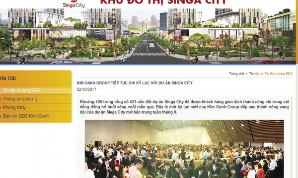 Địa ốc Kim Oanh “mập mờ” tiền sử dụng đất tại dự án Singa City?