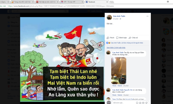 Cư dân mạng chúc mừng chiến thắng của đội tuyển Việt Nam