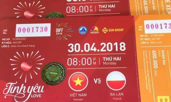 Vé xem pháo hoa DIFF Đà Nẵng 2018 có gắn tem chống giả