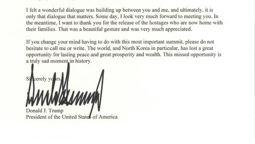 Nội dung bức thư Tổng thống Trump gửi nhà lãnh đạo Kim Jong-un