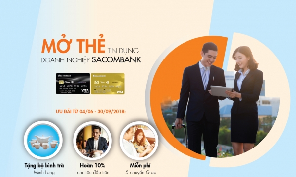 Tận hưởng ưu đãi khi mở thẻ tín dụng doanh nghiệp Sacombank
