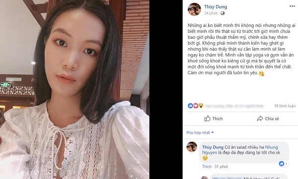 Vướng tin đồn phẫu thuật thẩm mỹ, Hoa hậu Thùy Dung lên tiếng