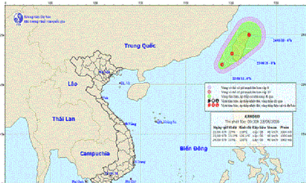 Xuất hiện áp thấp nhiệt đới ở Đông Bắc Biển Đông