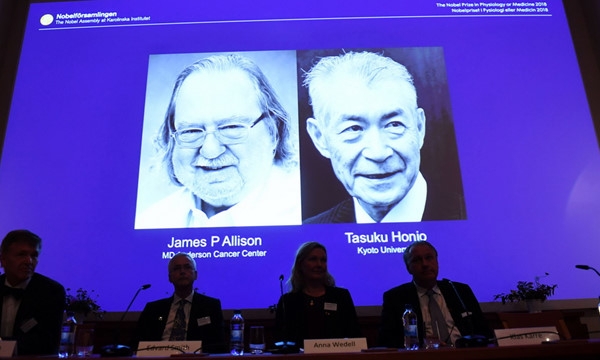 Phát minh về điều trị ung thư, 2 khoa học gia Nhật và Mỹ đoạt Giải Nobel Y Sinh 2018 